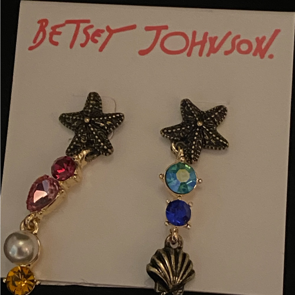 Betsey Johnson Starfish and Friends Jeweled Post Earrings - Picture 3 of 5